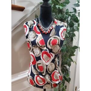 Alfani Women's Red & Black 100% Polyester V-Neck Sleeveless Top Blouse Size 16